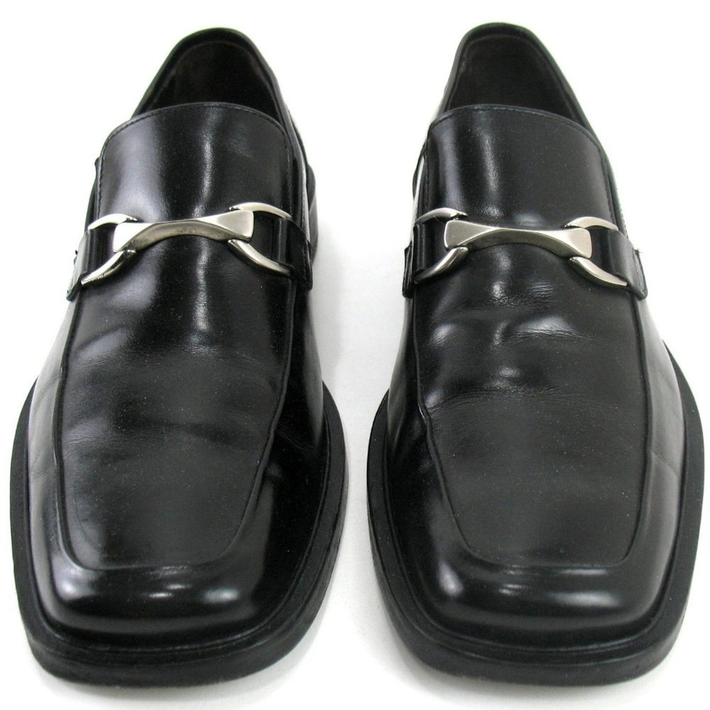 Johnston & Murphy Black Loafers with Silver Buckle size 9